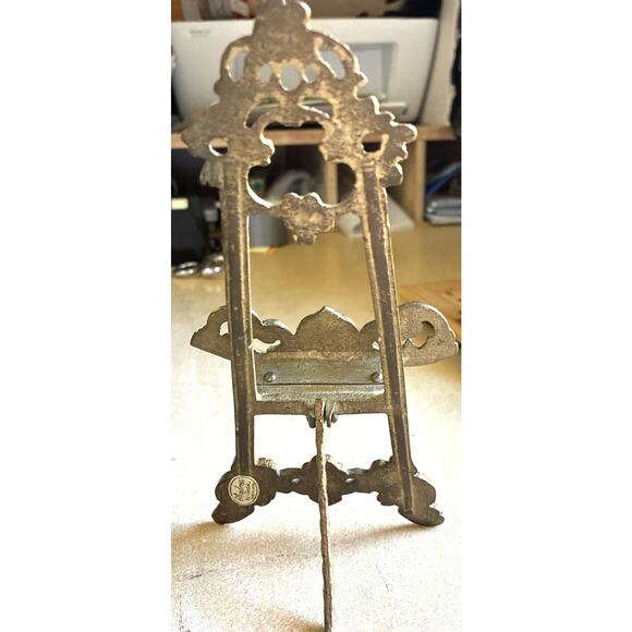 Vintage Art Display Easel Ornate Brass Metal Picture Stand 8.5” Andrea By Sadek - Picture 6 of 11